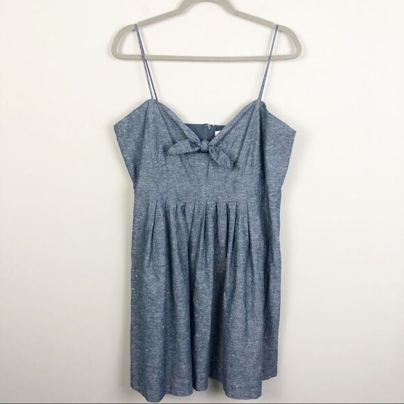 MADEWELL | NEW Tie Bow Front Denim Look Sleeveless Dress Women’s Size 14 - Picture 2 of 9